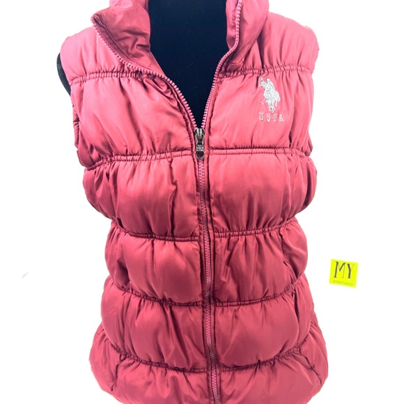 US Polo Ralph Laurent Burgundy Puffer Vest XL for Kids - Picture 3 of 15